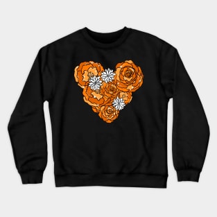 Orange Heart of Roses and Daisies Crewneck Sweatshirt
